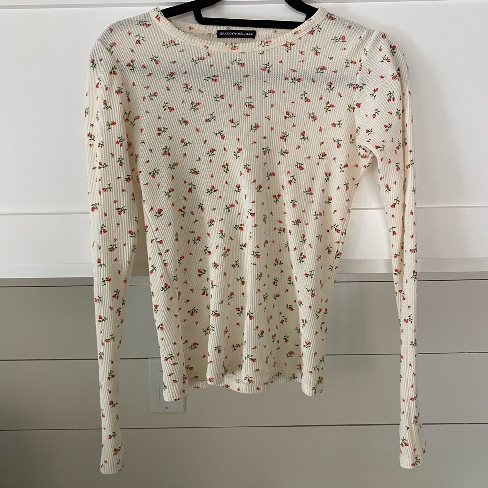 Brandy Melville Long Sleeve Rose Top
